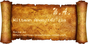 Wittman Anasztázia névjegykártya
